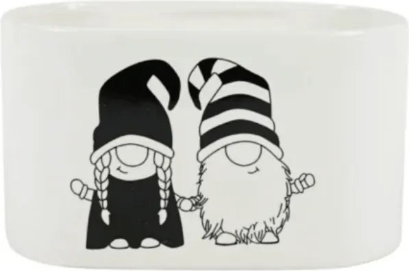 Vianočný kvetináč GNOME LOVE keramický 19,5x11 cm, biely