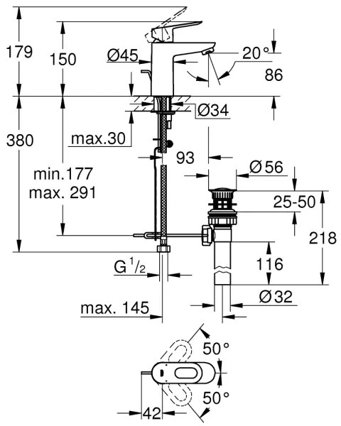 GROHE 32814000 - Umývadlová batéria BAULOOP lesklý chróm