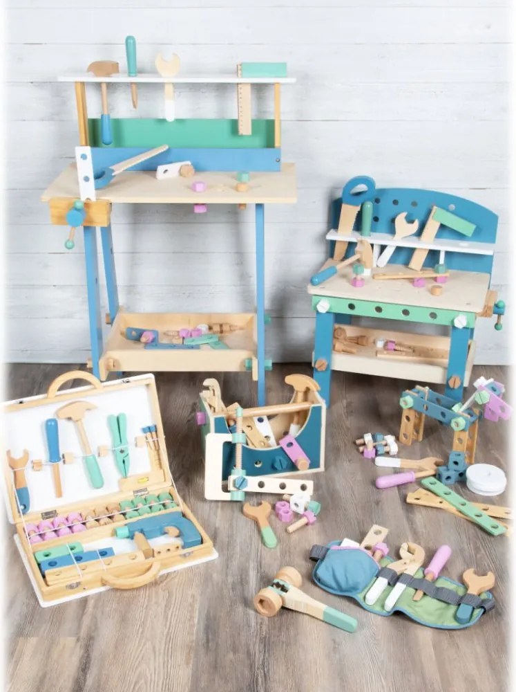 Stavebnica Nordic 67 dielov – prírodná drevená stavebnica v pastelových farbách