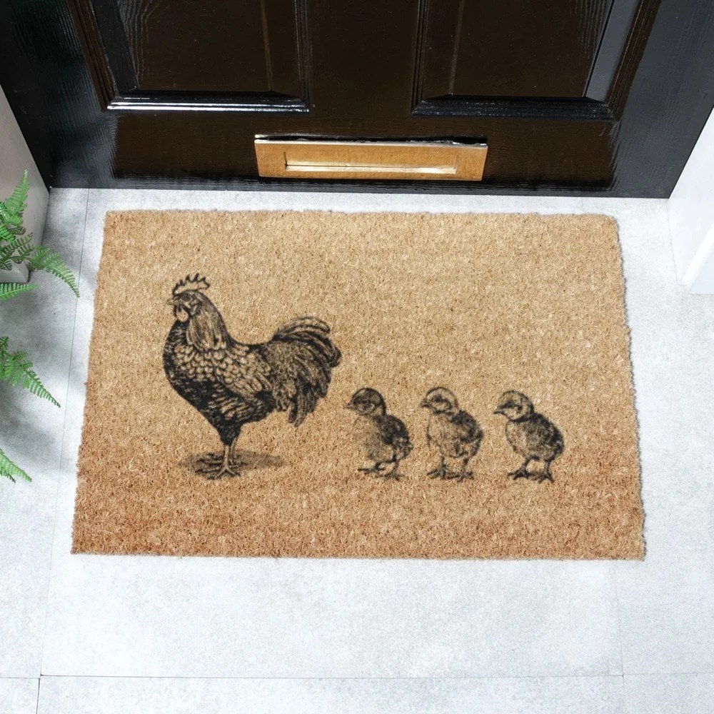 Rohožka z kokosového vlákna 40x60 cm Chickens and Chicks – Artsy Doormats