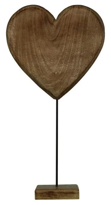 Dekorácia srdce z mangového dreva na podstavci - 27cm