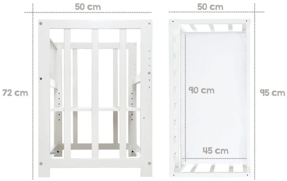 Biela kolíska s úložným priestorom a baldachýnom 90x45 cm Indibär – Roba