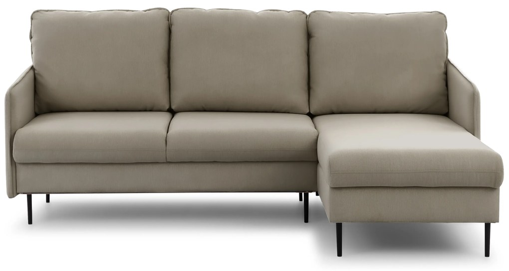 Rozkladacia rohová sedačka Taila Mini pravá - béžový zamat Velluto 3 / čierne nožičky