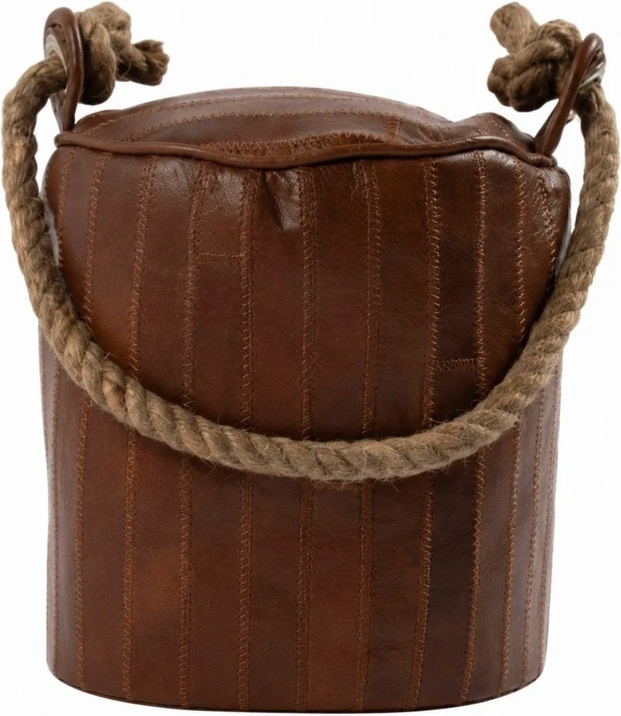 Kožená zarážka k dverám z hladkej hnedej kože s patchworkom – 20*20*20 cm