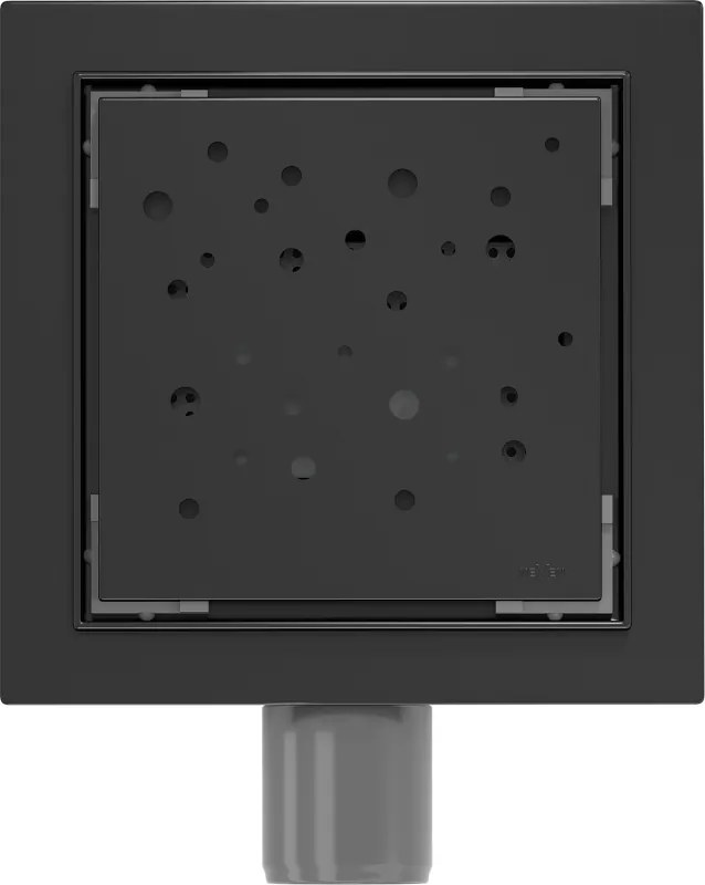 Mexen Flat-Q M12 štvorcová podlahová vpust 15 x 15 cm, čierny - 1710415