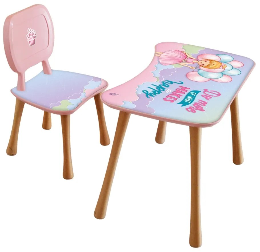 HOME ELEMENTS & POPCORN Detský stôl so stoličkou, Dievča s balónmi