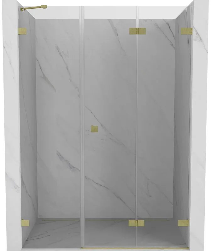 Mexen Lunar-F, pravé sklápacie sprchové dvere 140 cm, 8mm číre sklo, zlatý matný profil, 836S-140-050-55-00-P