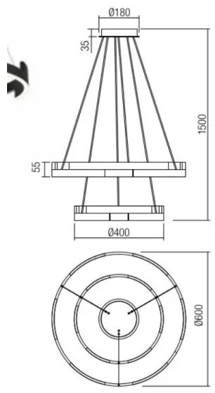 Redo 01-3178 - LED Stmievateľný luster na lanku CASTLE LED/60W/230V zlatá