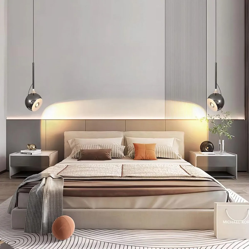 Toolight Toolight, LED závesné svietidlo 7W, 490lm, G087-1CP, čierny chróm, OSW-09704