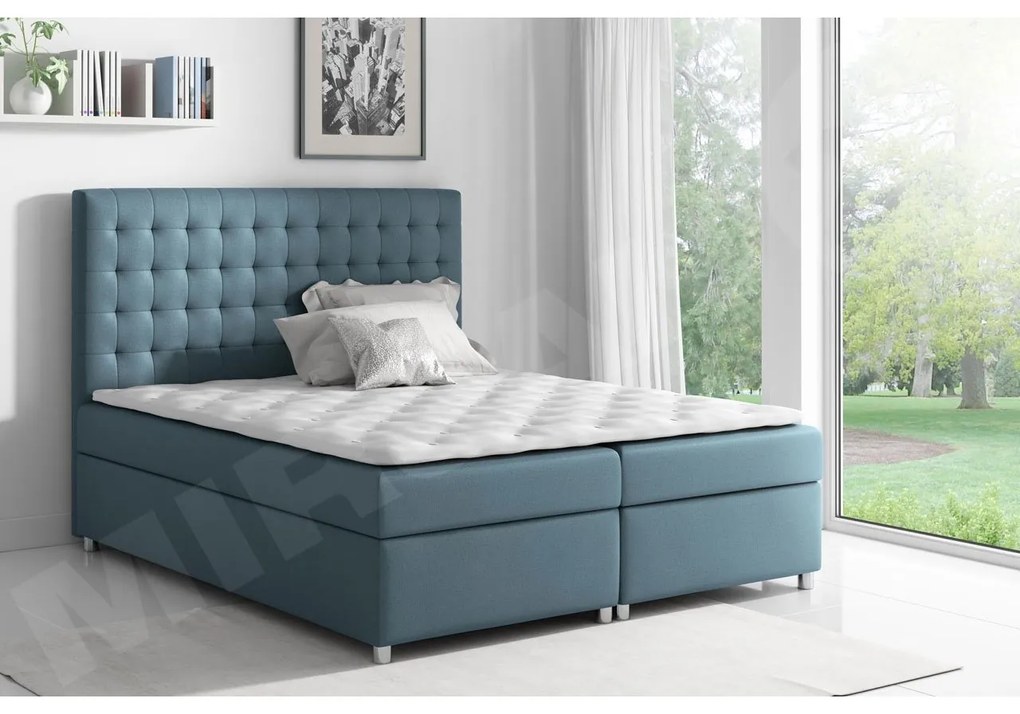 Posteľ kontinentálna Alfi, Rozmer postele: 140x200, Dostupné poťahy: ekokoža Soft 017 (biela)