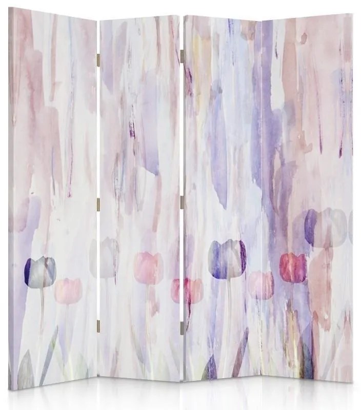 Gario Paraván Maľované kvety v pastelových farbách Rozmery: 145 x 170 cm, Prevedenie: Klasický paraván