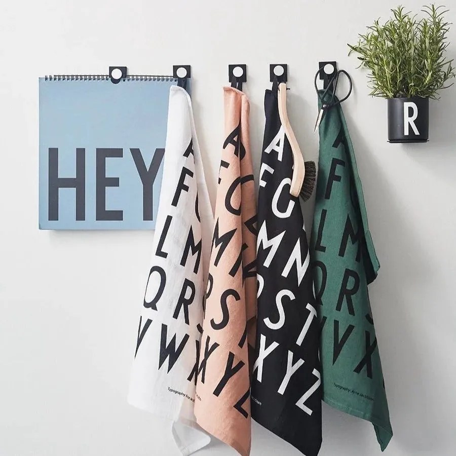 DESIGN LETTERS Bavlnená utierka Design Letters White – set 2 ks