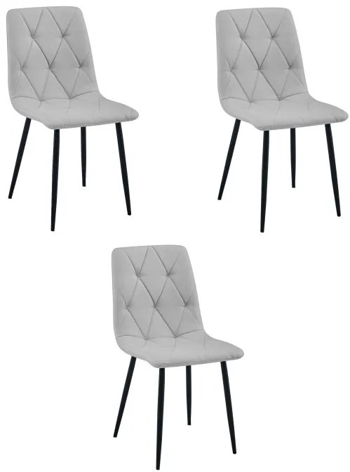 Set troch jedálenských stoličiek LIBRA svetlosivé / čierne nohy (3 ks)