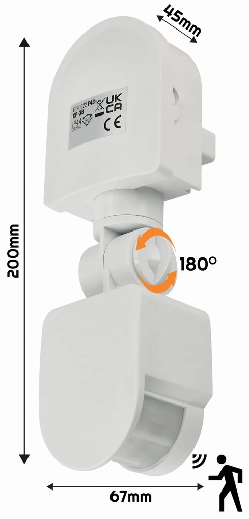 ECOLIGHT Infračervený pohybový senzor IP44 300W biely