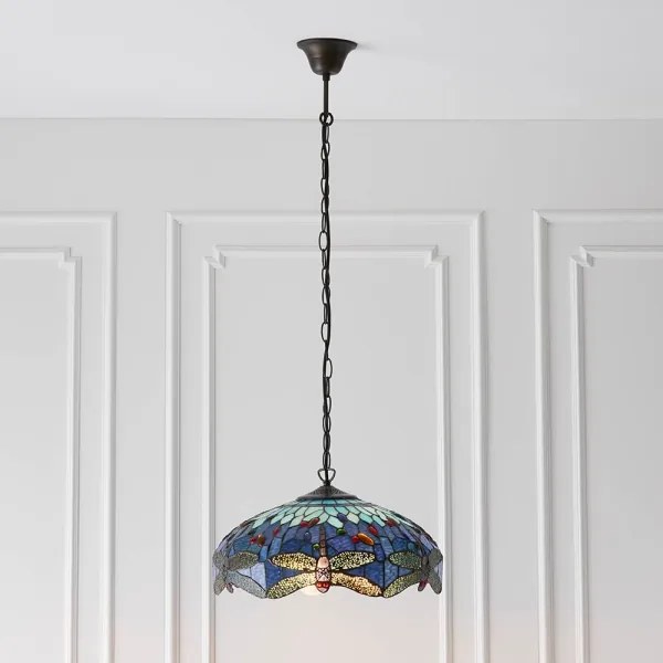 Endon 64080 - Luster na reťazi Tiffany DRAGONFLY 3xE27/60W/230V priemer 41 cm