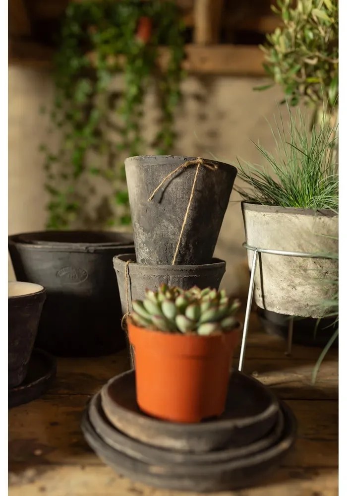 Set 3 sivých terakotových kvetináčov Esschert Design