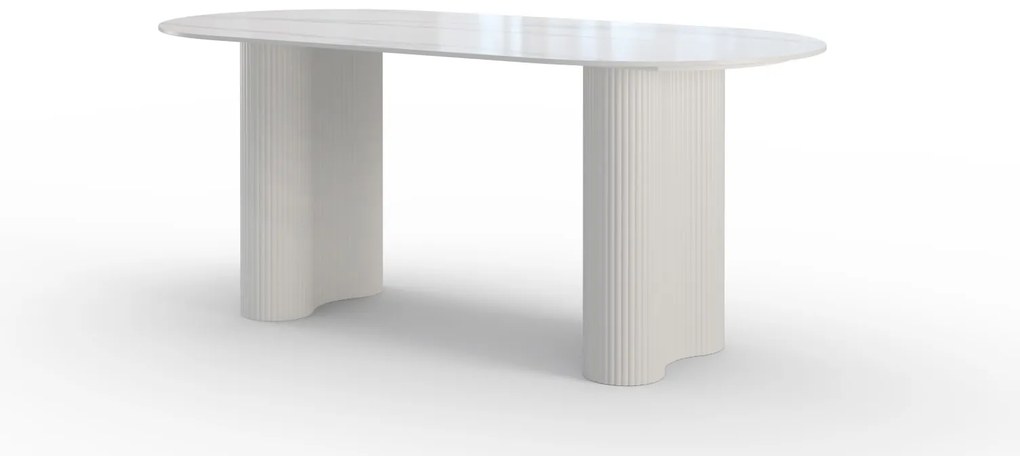 Jedálenský oválny stôl Ribeira 180 cm biely/mramor
