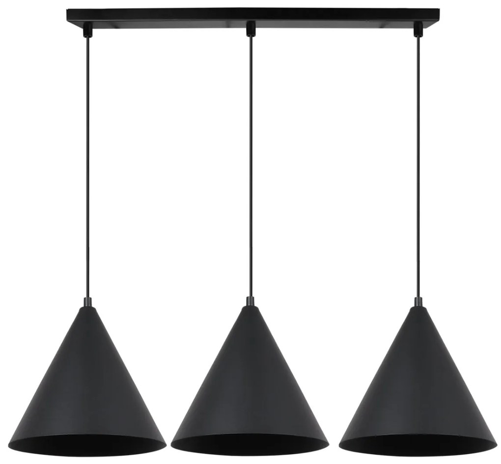Závesné svietidlo Soho, 3x čierne kovové tienidlo, (fi 25cm)
