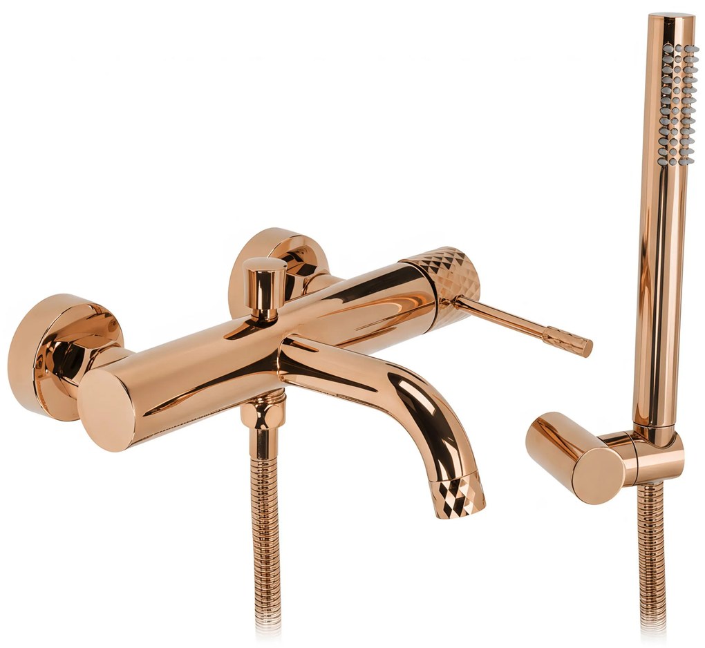 Rea Lungo Diamond, vaňová batéria s ručnou sprchovou hlavicou, medená lesklá, REA-B0980