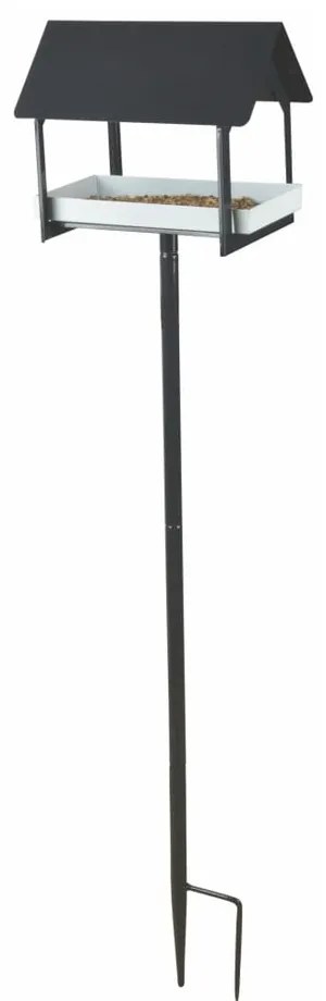 Antracitovosivá kovová vtáčia búdka so zapichovadlom Esschert Design, výška 126 cm