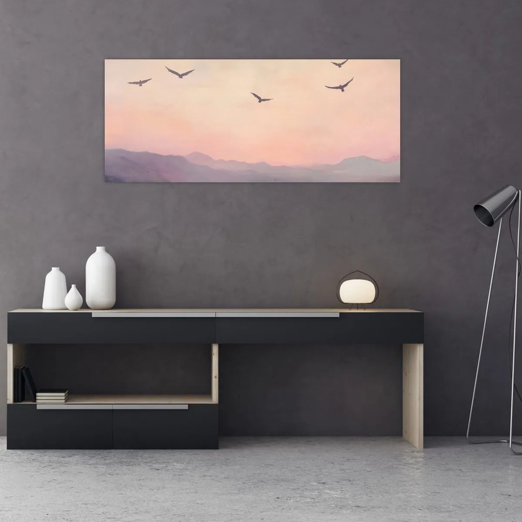 Obraz - Hejno vtákov II. (120x50 cm)