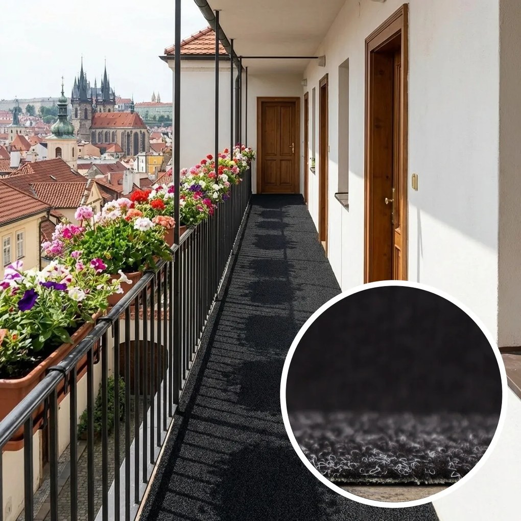 Betap 130x1100 cm Umelá tráva Wembley jedinečná čierna, šíře, čierna, nopy, chodba / predsieň