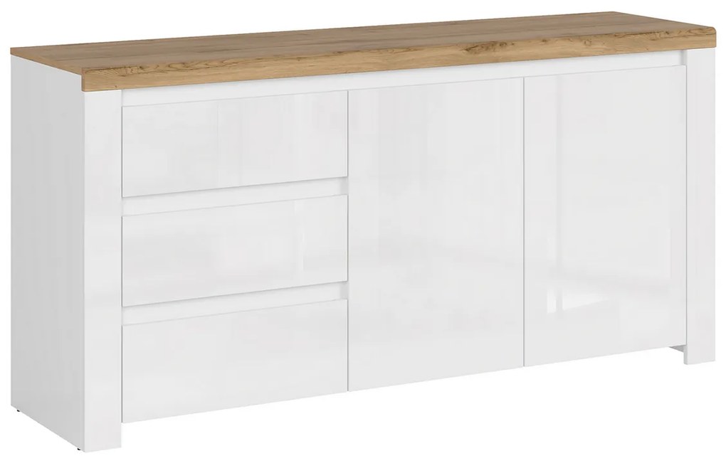 Komoda VILGO 2D3S, lesklá biela