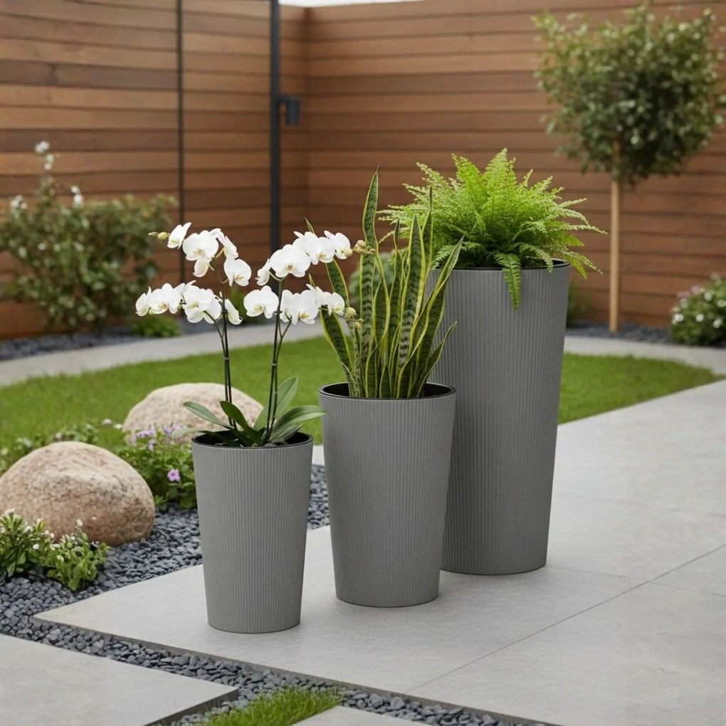 Kvetináč URBANIKA ECO Wood 36,4x19,6 cm sivý