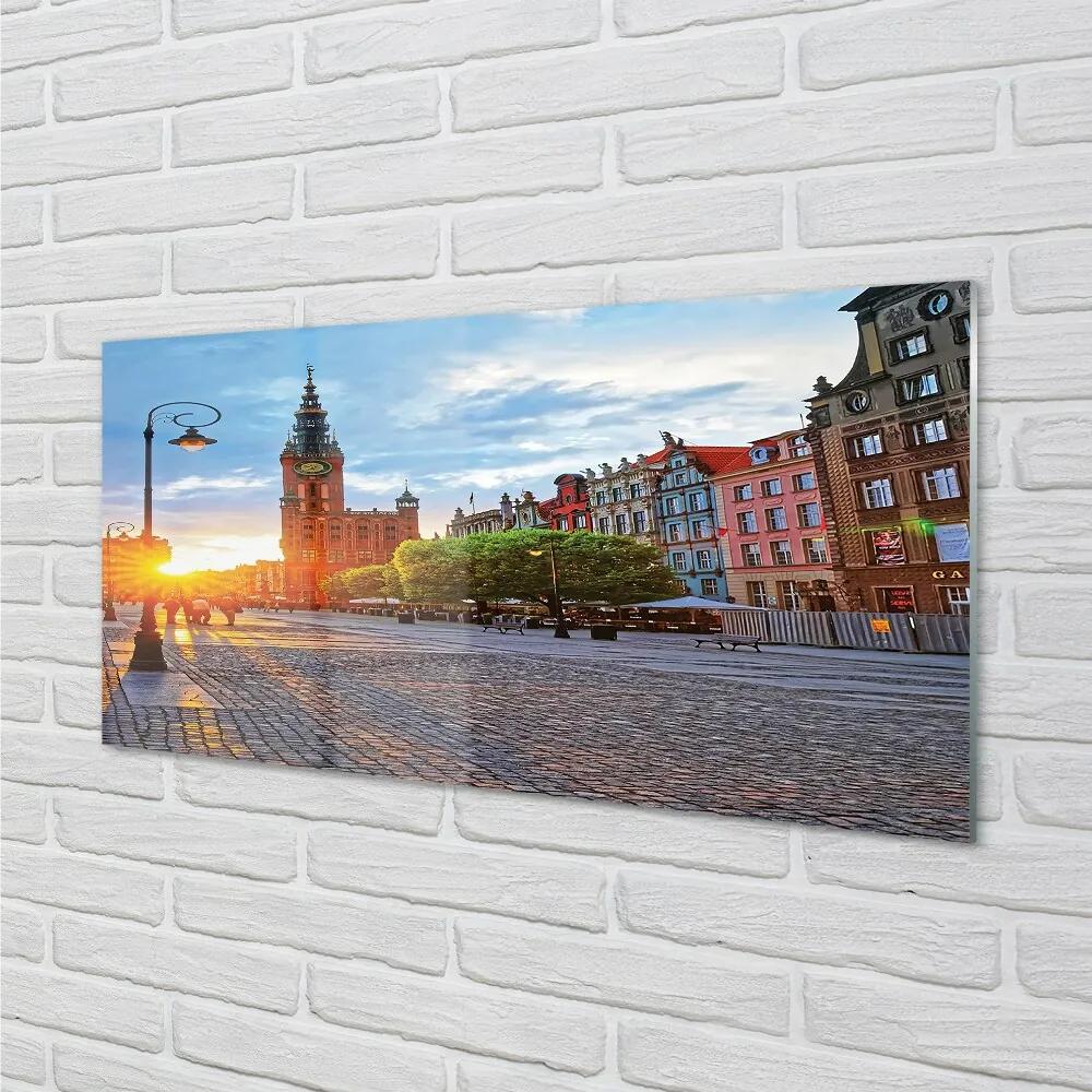 Sklenený obraz Gdańsk Staré mesto východ 125x50 cm