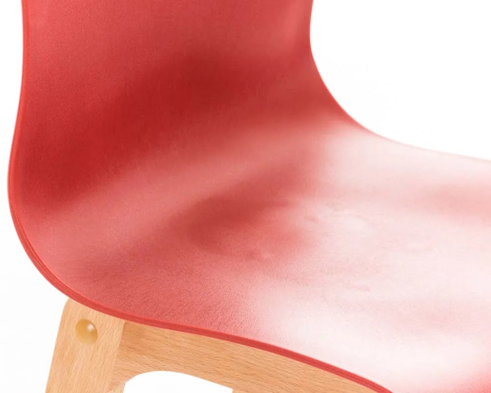 Barová stolička Hoover - plast, drevené nohy natur - Červená