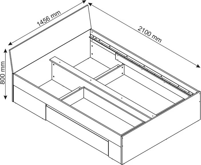 Posteľ so zásuvkami Carlos 140x200, šedý beton