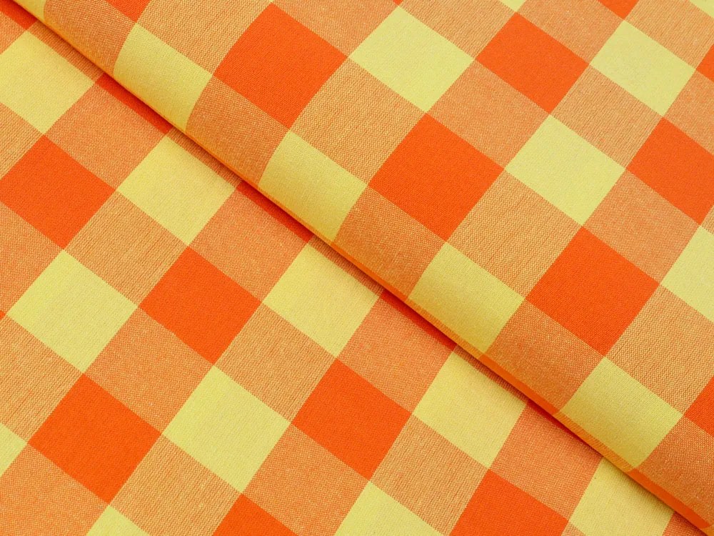 Biante Bavlnený okrúhly obrus Olivia OL-003 Oranžovo-žltá kocka veľká Ø 140 cm