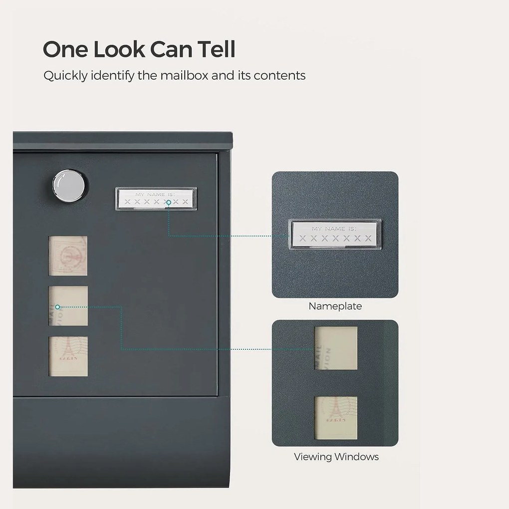 Poštová schránka s priehradkou na noviny, antracitovo sivá