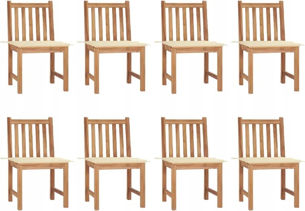 vidaXL Záhradné stoličky 8 ks s podložkami tíkový masív