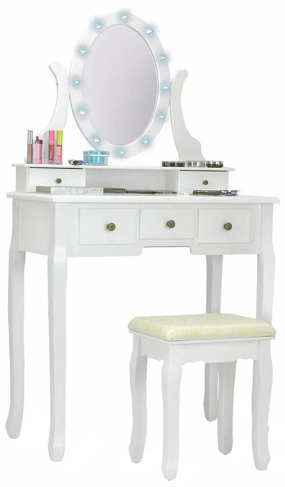 Toaletný stolík s taburetkou- Hollywood, biely
