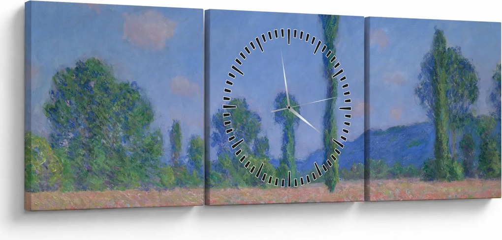 Obraz - Claude Monet, Poppy Field (Giverny), reprodukcia (s hodinami) (90x30 cm)