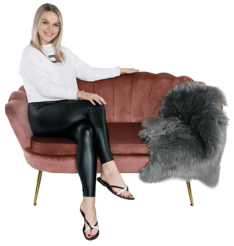 Lavica v štýle Art-deco, ružová Velvet látka/gold chróm-zlatý, NOBLIN