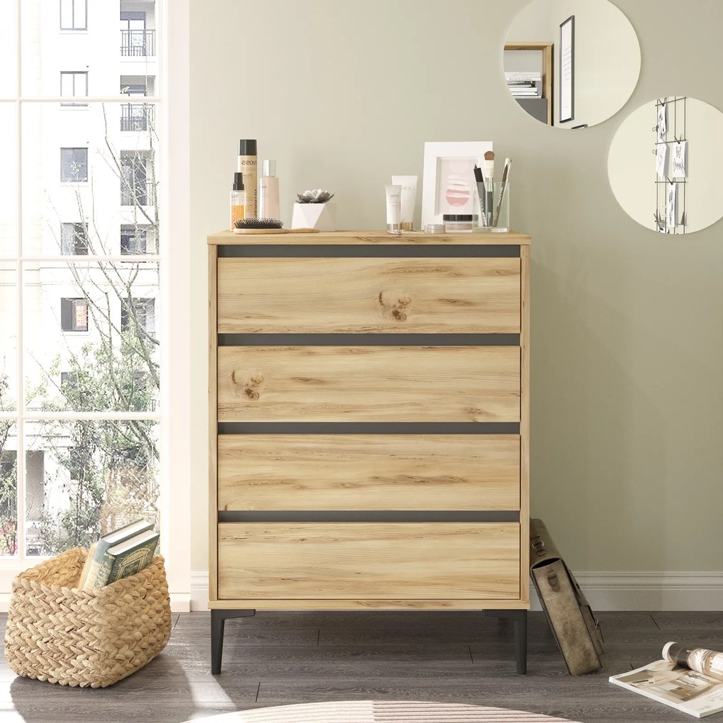 Komoda Houseland Niko dub Wotan/antracitovo šedá