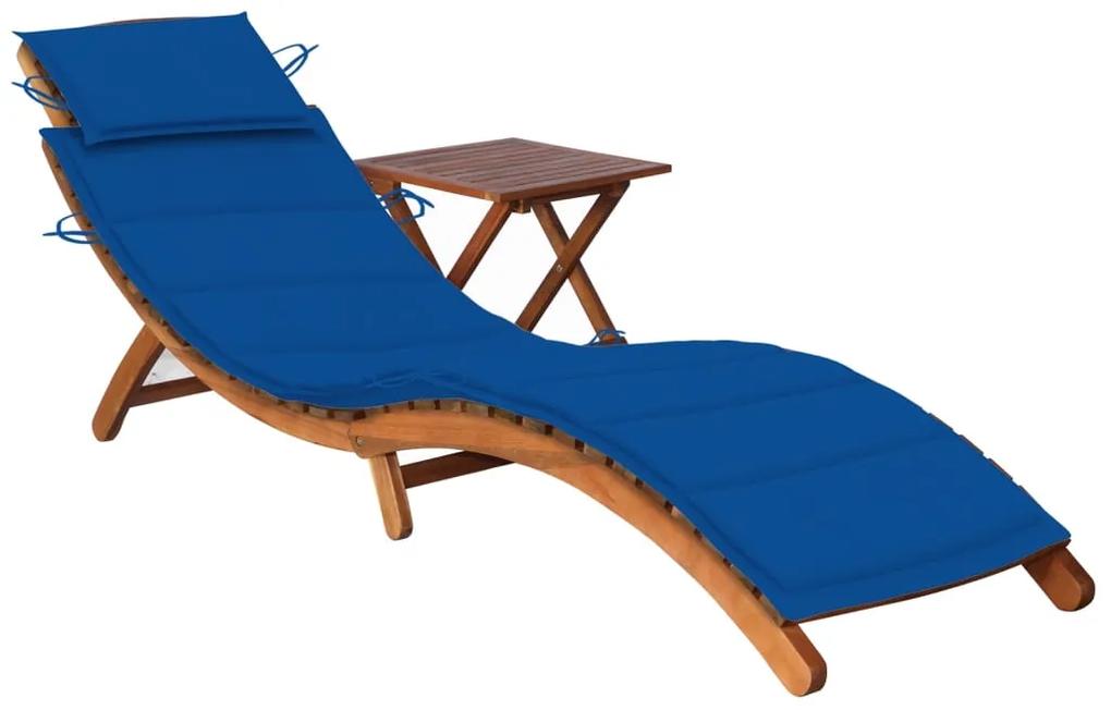 vidaXL Záhradné ležadlo so stolíkom a podložkou akáciový masív