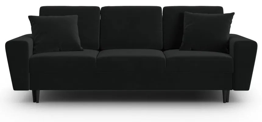 Čierna zamatová rozkladacia/s úložným priestorom pohovka 235 cm Kyoto – Cosmopolitan Design
