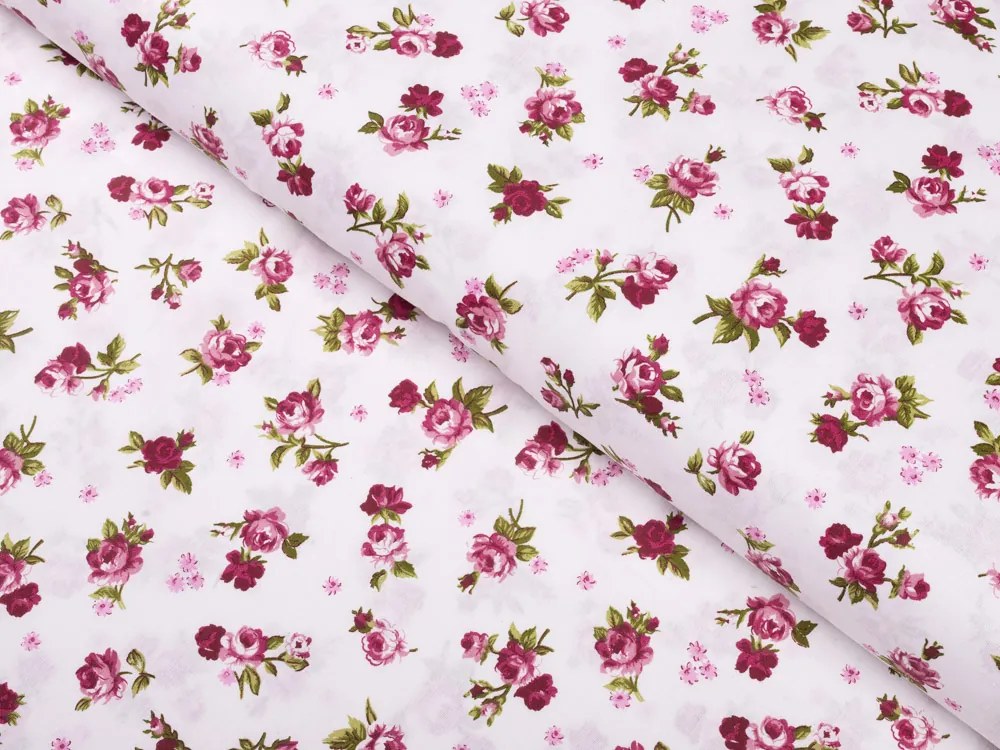 Biante Detské bavlnené posteľné obliečky do postieľky Sandra SA-344 Ružovo-červené ružičky na bielom Do postieľky 90x140 a 50x70 cm