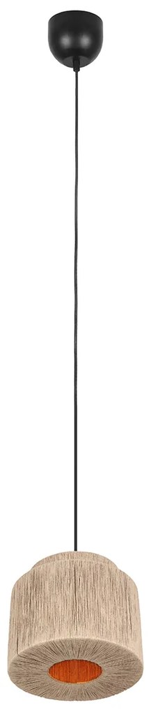 Japandi závesná lampa čierna s hnedým lanom 31cm - Smilla