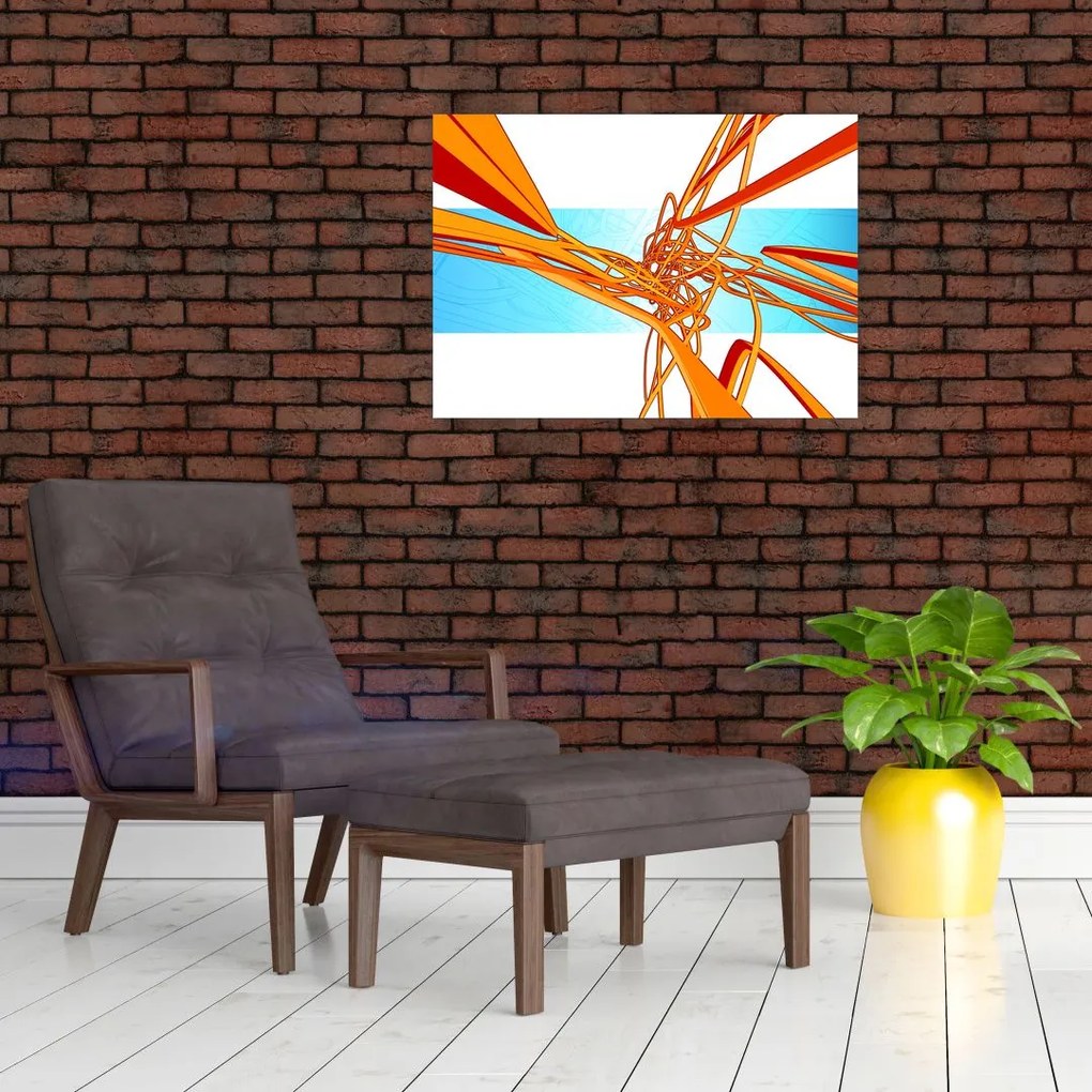 Sklenený obraz - Prepletené čiary, abstrakcie (70x50 cm)