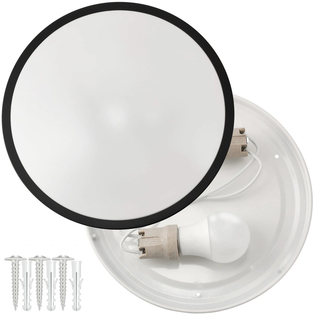 ECOLIGHT LED stropné svietidlo 2xE27 guľatá čierna + 2x E27 10W neutrálna biela