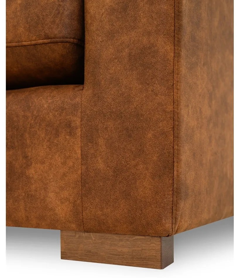 Koňakovohnedá rohová pohovka z imitácie kože (ľavý roh) Hamburg – Scandic