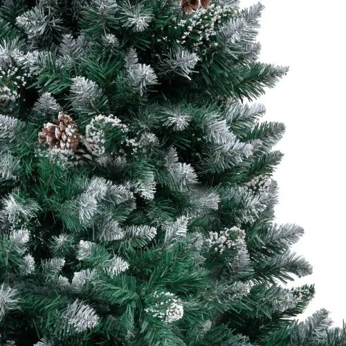 vidaXL Zasnežený umelý vianočný stromček s borovicovými šiškami 150 cm-