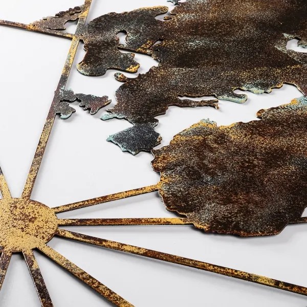 Nástenná dekorácia 120x60 cm mapa sveta kov