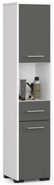 Kúpeľňová skrinka FIN 30 2D 1SZ 1W biela / sivá