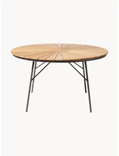 Okrúhly záhradný stôl so stolovou doskou z tíkového dreva Hard & Ellen, v rôznych veľkostiach