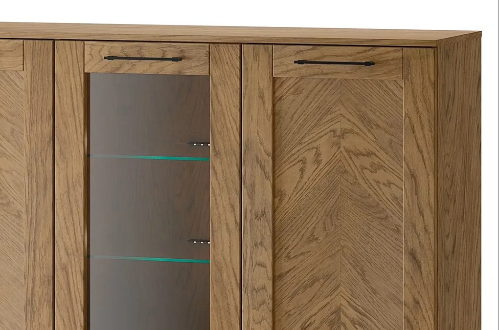 Komoda Cozy 45 z masivu s LED osvětlením 140 cm dub Rustikal